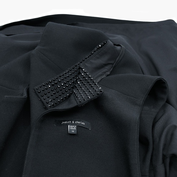 JUDITH & CHARLES Sleeveless Little Black Dress with Studded Collar - Picture 4 of 13